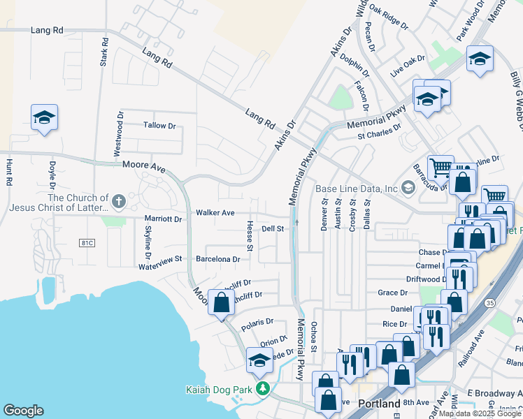 map of restaurants, bars, coffee shops, grocery stores, and more near 201 Walker Avenue in Portland