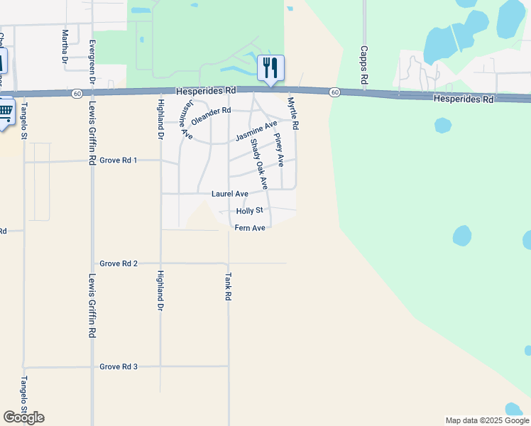 map of restaurants, bars, coffee shops, grocery stores, and more near 420 Shady Oak Avenue in Lake Wales