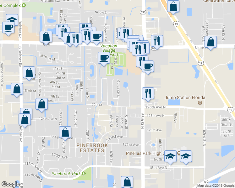 map of restaurants, bars, coffee shops, grocery stores, and more near 12668 Gorda Circle South in Largo