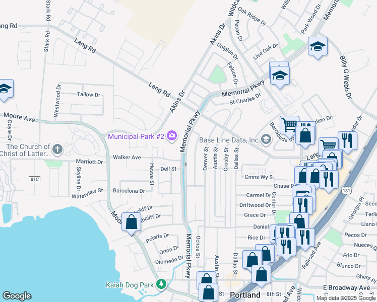 map of restaurants, bars, coffee shops, grocery stores, and more near 1610 Memorial Parkway in Portland