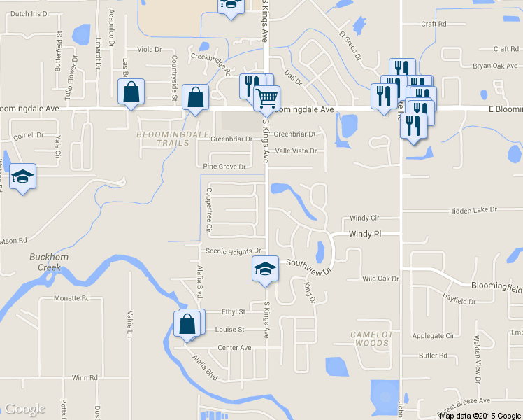 map of restaurants, bars, coffee shops, grocery stores, and more near 3610 Oak Bark Lane in Brandon