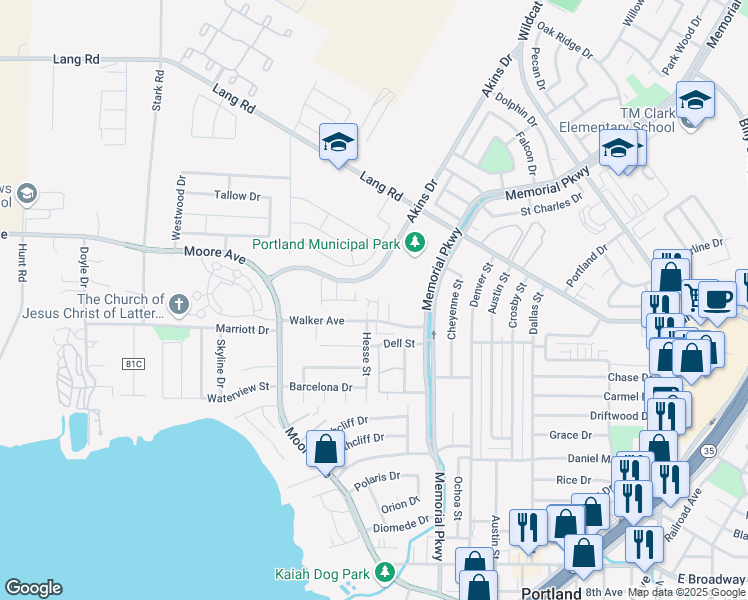 map of restaurants, bars, coffee shops, grocery stores, and more near 141 Walker Avenue in Portland