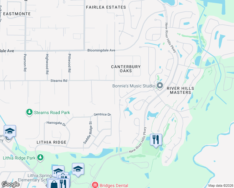 map of restaurants, bars, coffee shops, grocery stores, and more near 4902 Willow Ridge Terrace in Valrico
