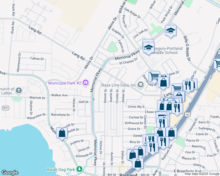 map of restaurants, bars, coffee shops, grocery stores, and more near 1716 Austin Street in Portland