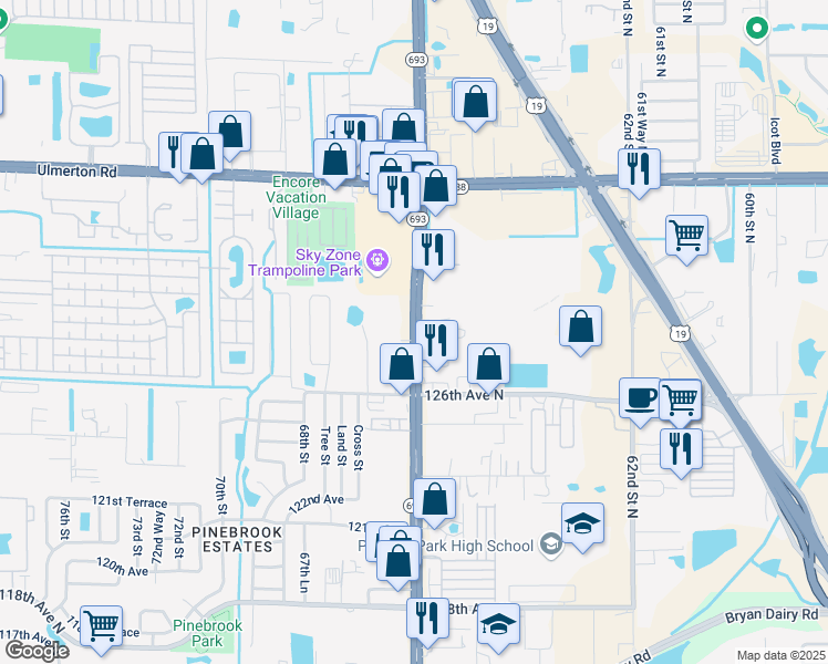 map of restaurants, bars, coffee shops, grocery stores, and more near in Largo