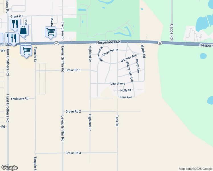 map of restaurants, bars, coffee shops, grocery stores, and more near 2854 Laurel Avenue in Lake Wales