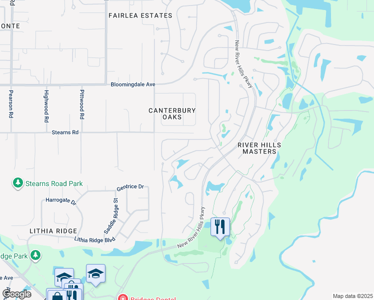 map of restaurants, bars, coffee shops, grocery stores, and more near 4808 Willow Ridge Terrace in Valrico