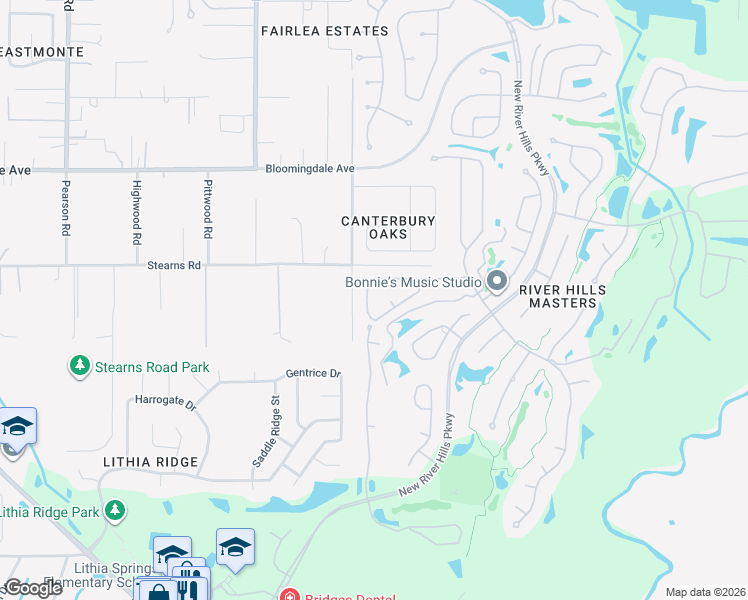 map of restaurants, bars, coffee shops, grocery stores, and more near 4916 Willow Ridge Terrace in Valrico