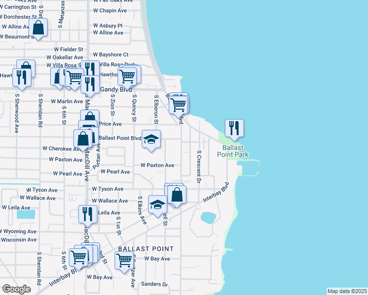 map of restaurants, bars, coffee shops, grocery stores, and more near 5200 Jules Verne Court in Tampa