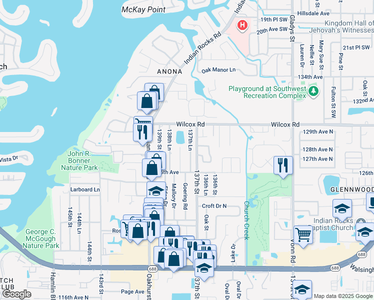 map of restaurants, bars, coffee shops, grocery stores, and more near 12787 137th Lane in Largo