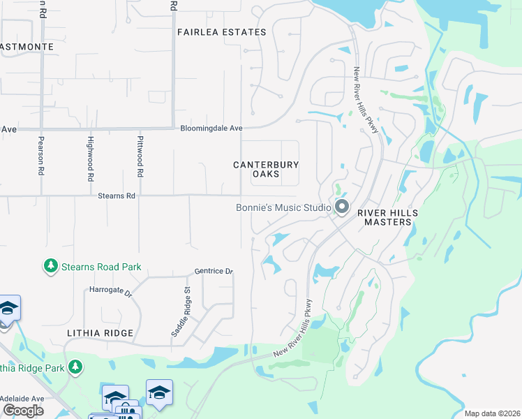 map of restaurants, bars, coffee shops, grocery stores, and more near 4916 Willow Ridge Terrace in Valrico
