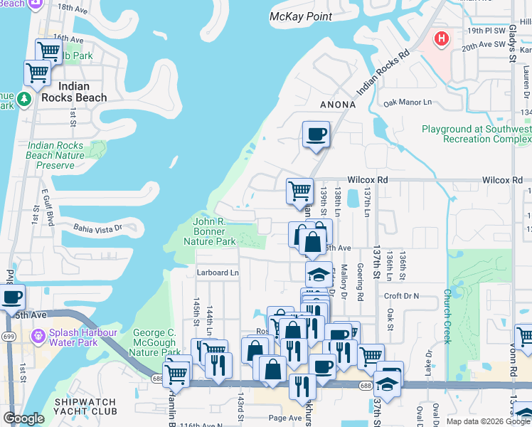 map of restaurants, bars, coffee shops, grocery stores, and more near 18 Jeff Road in Largo