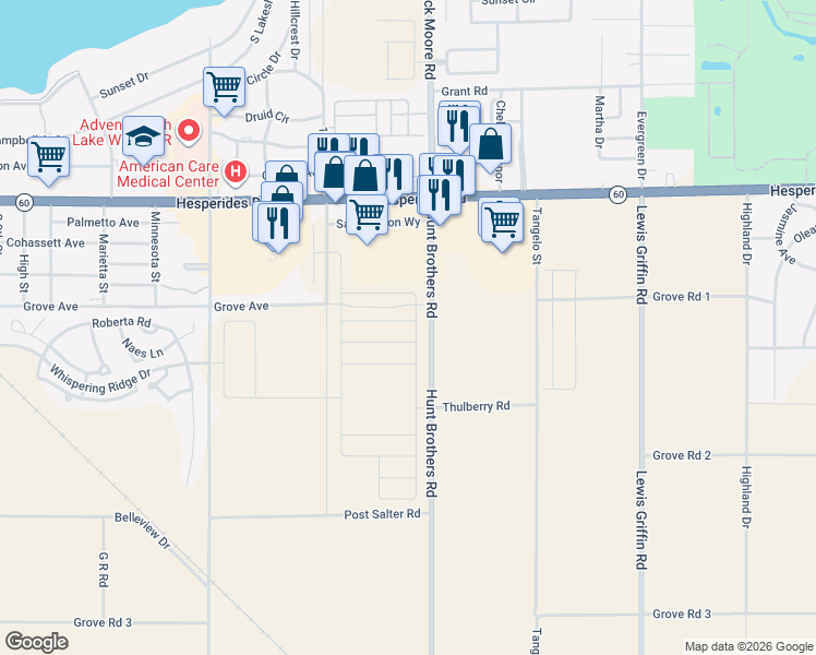 map of restaurants, bars, coffee shops, grocery stores, and more near in Lake Wales