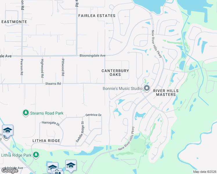 map of restaurants, bars, coffee shops, grocery stores, and more near 4916 Willow Ridge Terrace in Valrico