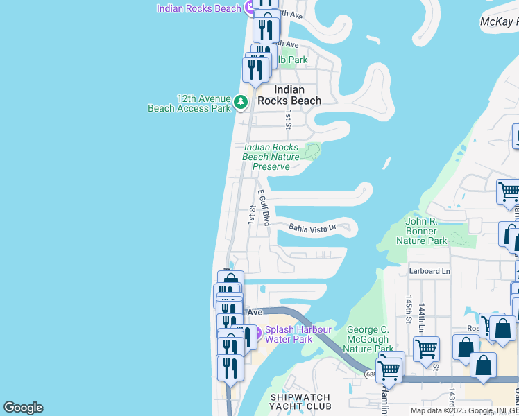 map of restaurants, bars, coffee shops, grocery stores, and more near 728 East Gulf Boulevard in Indian Rocks Beach