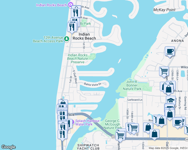 map of restaurants, bars, coffee shops, grocery stores, and more near 337 La Hacienda Drive in Indian Rocks Beach