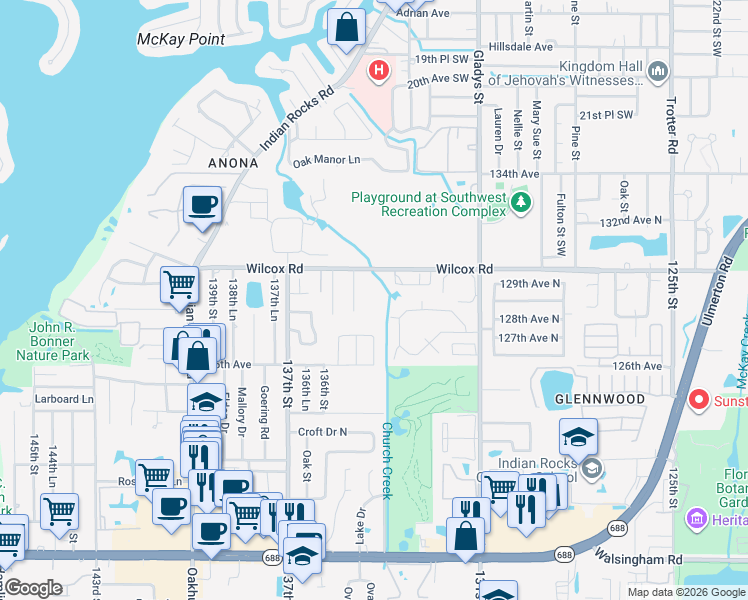map of restaurants, bars, coffee shops, grocery stores, and more near 12800 Vonn Road in Largo