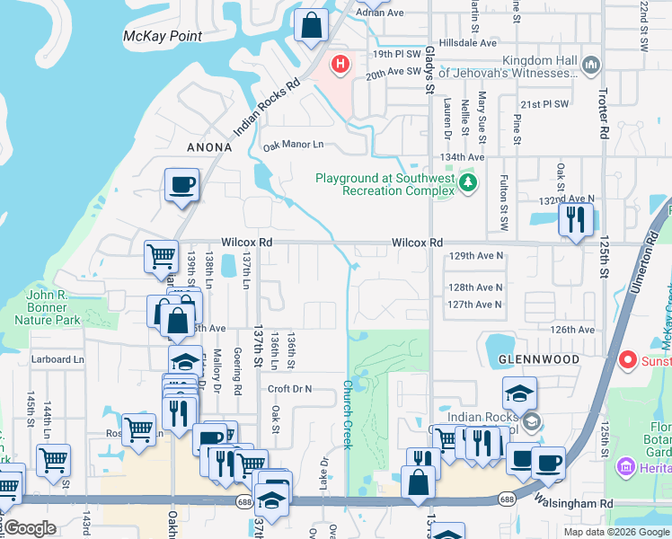 map of restaurants, bars, coffee shops, grocery stores, and more near 12800 Vonn Road in Largo