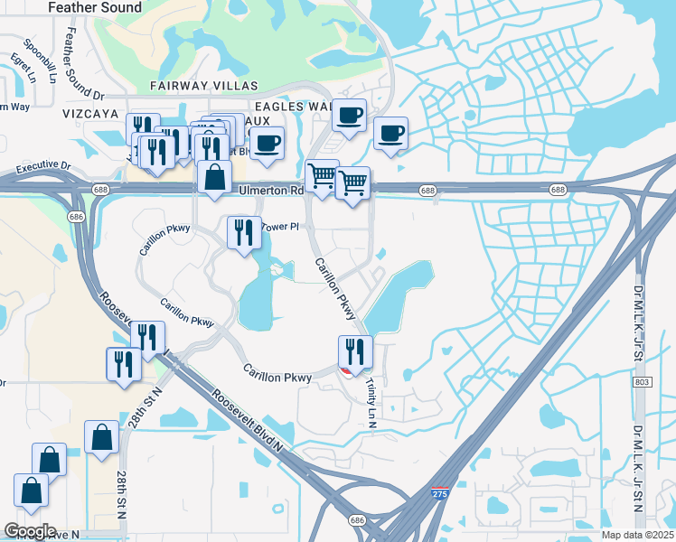 map of restaurants, bars, coffee shops, grocery stores, and more near in St. Petersburg