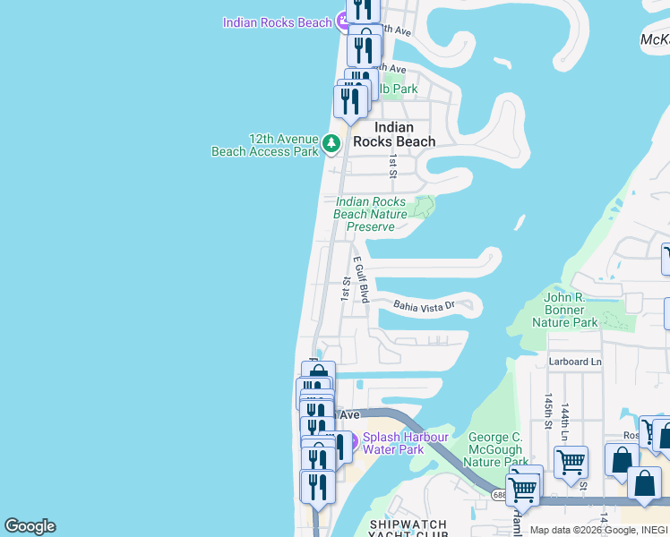 map of restaurants, bars, coffee shops, grocery stores, and more near 817 Gulf Boulevard in Indian Rocks Beach