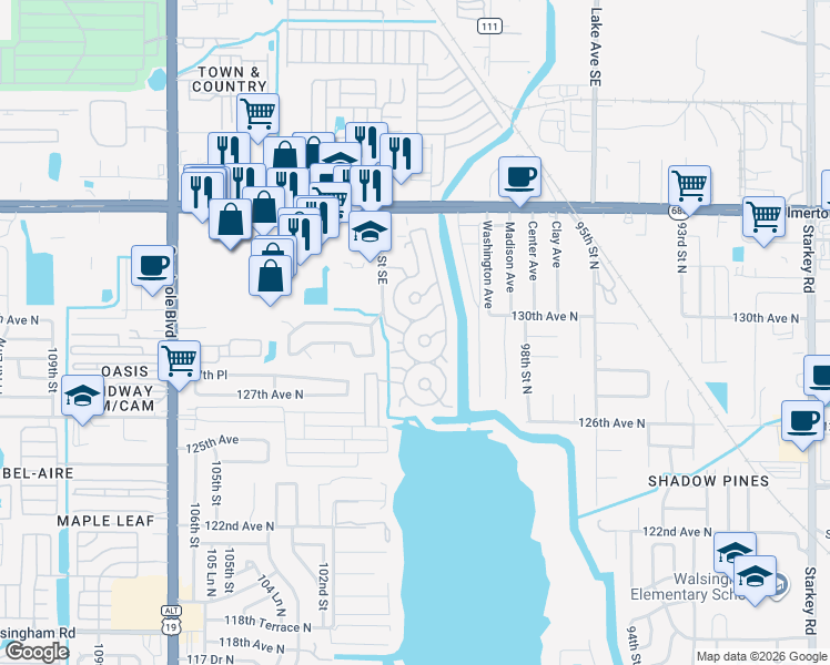 map of restaurants, bars, coffee shops, grocery stores, and more near 195 4 Seasons Estates in Largo