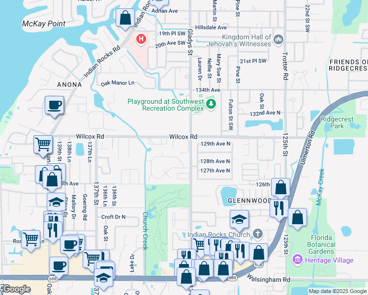 map of restaurants, bars, coffee shops, grocery stores, and more near 12900 Vonn Road in Largo