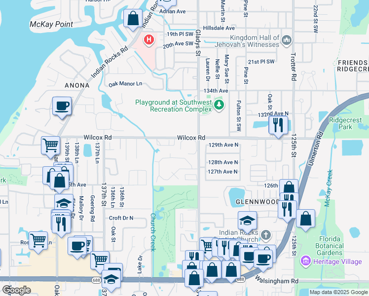 map of restaurants, bars, coffee shops, grocery stores, and more near 12900 Vonn Road in Largo