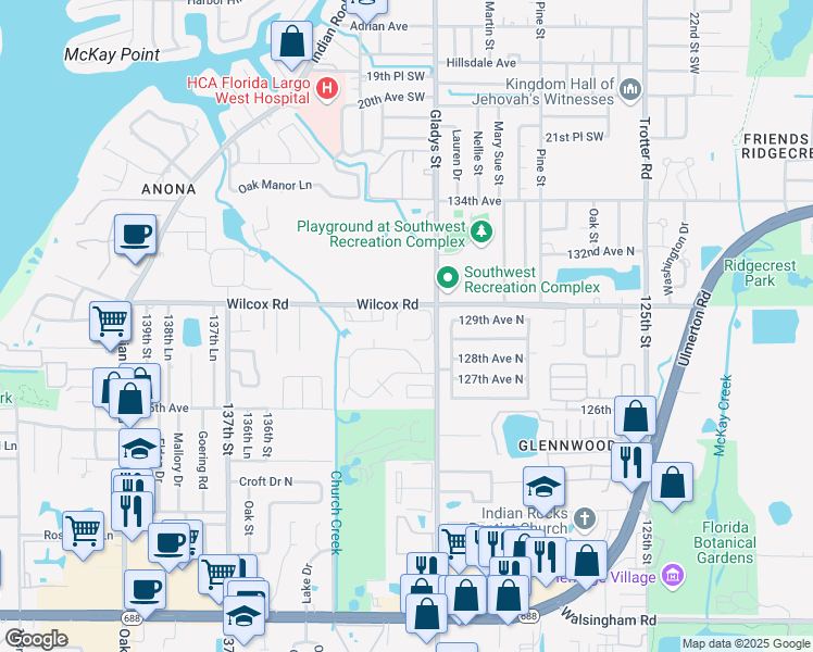 map of restaurants, bars, coffee shops, grocery stores, and more near 12900 Vonn Road in Largo