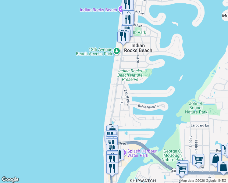 map of restaurants, bars, coffee shops, grocery stores, and more near 817 Gulf Boulevard in Indian Rocks Beach