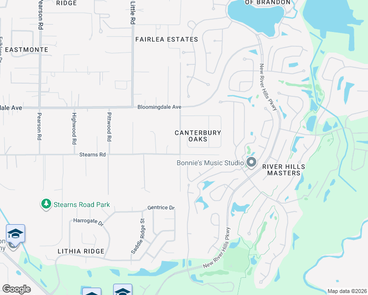 map of restaurants, bars, coffee shops, grocery stores, and more near 5114 Sylvan Oaks Drive in Valrico