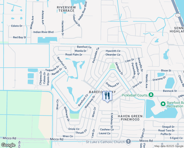 map of restaurants, bars, coffee shops, grocery stores, and more near 926 Hyacinth Circle in Micco