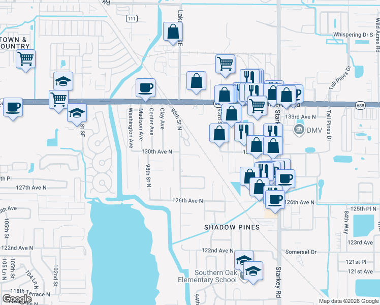 map of restaurants, bars, coffee shops, grocery stores, and more near 9463 Arbol Court in Largo