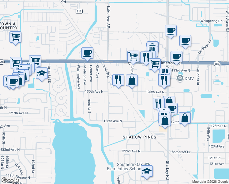 map of restaurants, bars, coffee shops, grocery stores, and more near 9463 Arbol Court in Largo