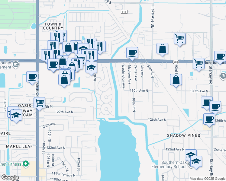 map of restaurants, bars, coffee shops, grocery stores, and more near 394 4 Seasons Estates in Largo