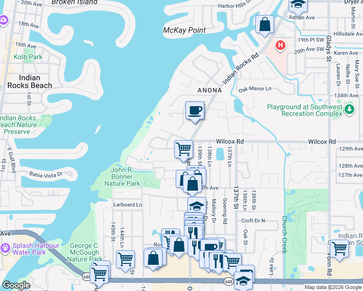 map of restaurants, bars, coffee shops, grocery stores, and more near 14005 Silver Oak Circle in Largo