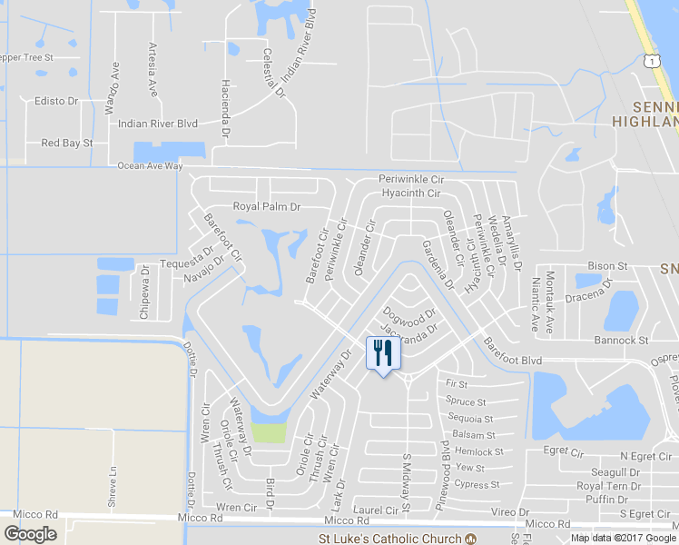 map of restaurants, bars, coffee shops, grocery stores, and more near 926 Hyacinth Circle in Micco