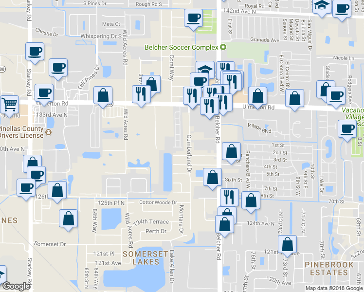 map of restaurants, bars, coffee shops, grocery stores, and more near 13049 Thoroughbred Loop in Largo