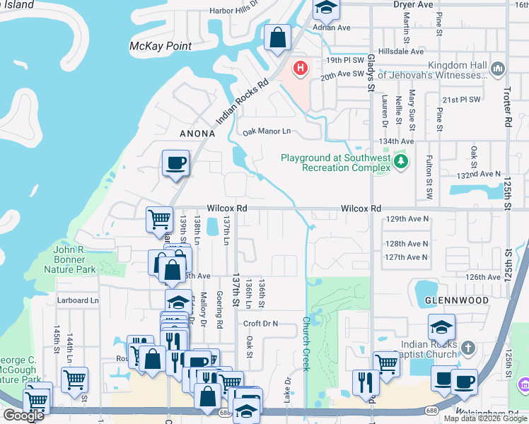 map of restaurants, bars, coffee shops, grocery stores, and more near 12908 Mia Circle in Largo