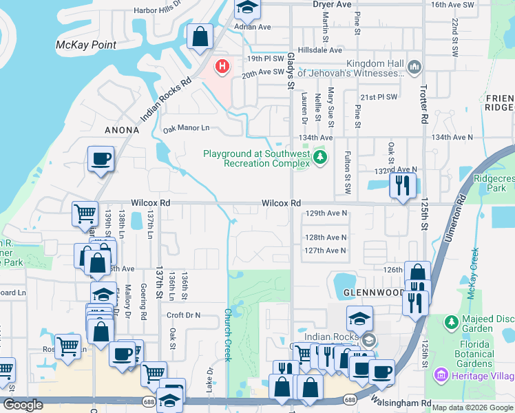 map of restaurants, bars, coffee shops, grocery stores, and more near 3202 Whispering Palms Place Southwest in Largo