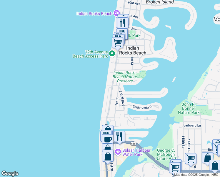 map of restaurants, bars, coffee shops, grocery stores, and more near 820 Gulf Boulevard in Indian Rocks Beach