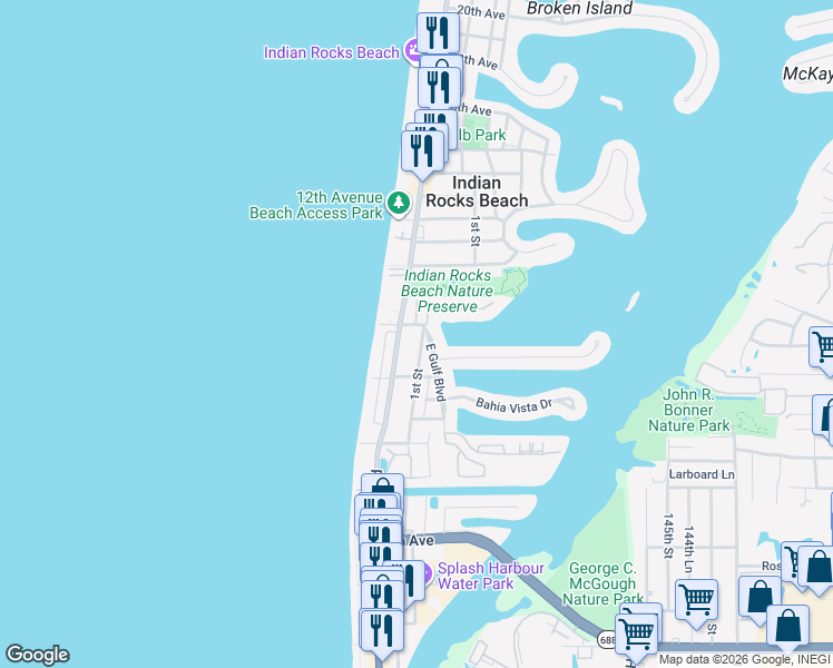 map of restaurants, bars, coffee shops, grocery stores, and more near 817 Gulf Boulevard in Indian Rocks Beach