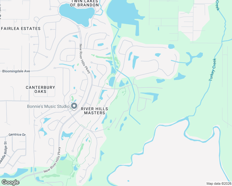 map of restaurants, bars, coffee shops, grocery stores, and more near 3504 Old Course Lane in Valrico