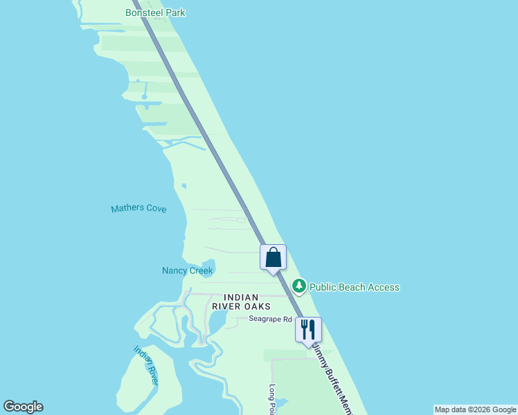map of restaurants, bars, coffee shops, grocery stores, and more near 8865 South Highway A1A in Melbourne Beach