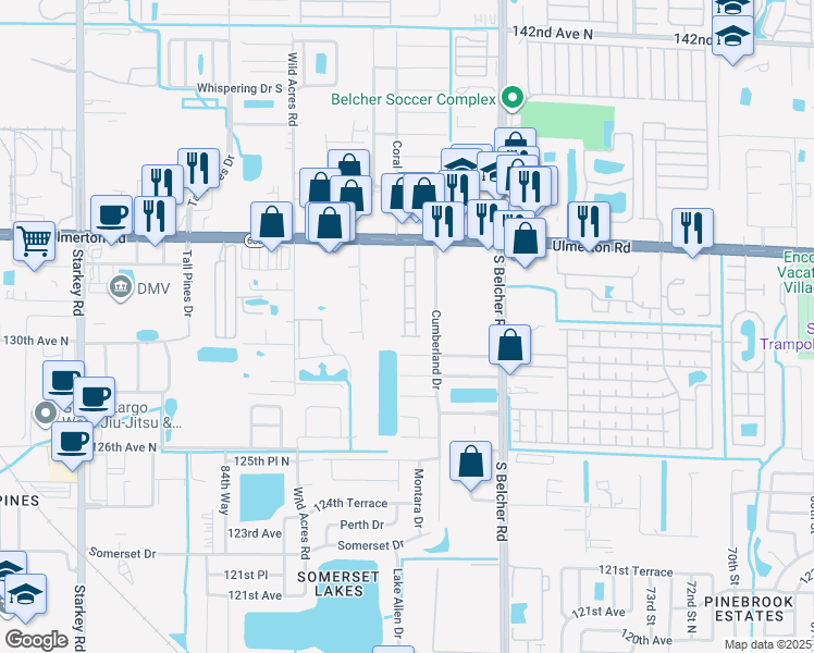 map of restaurants, bars, coffee shops, grocery stores, and more near 13049 Thoroughbred Loop in Largo
