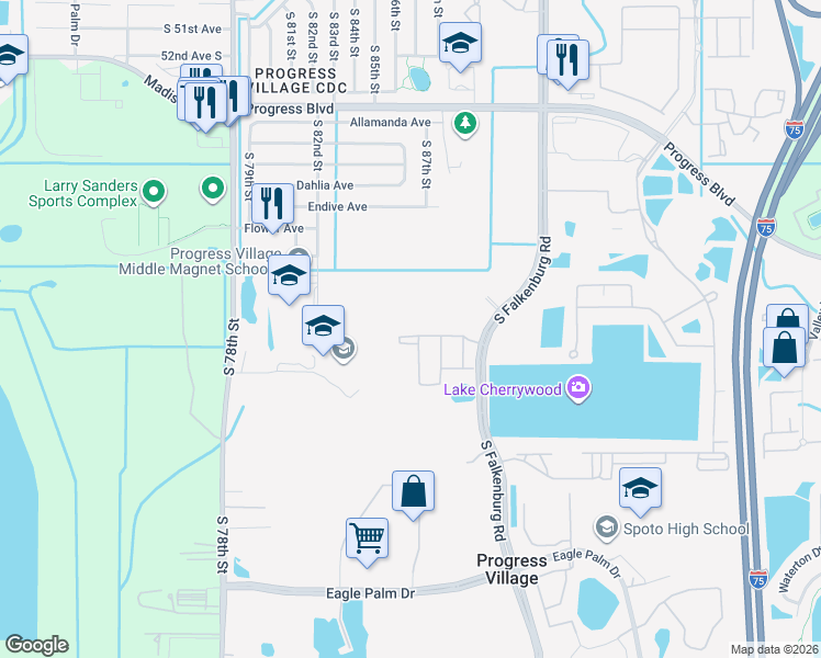 map of restaurants, bars, coffee shops, grocery stores, and more near 8330 Red Spruce Avenue in Riverview