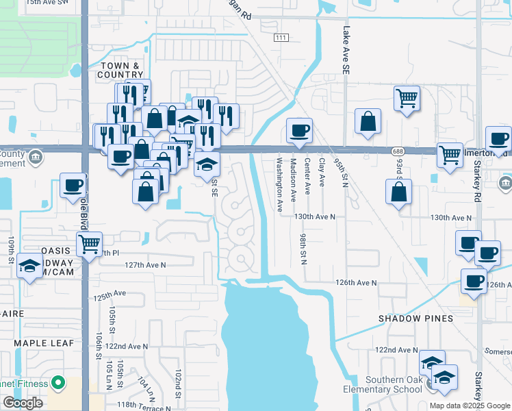 map of restaurants, bars, coffee shops, grocery stores, and more near 394 4 Seasons Estates in Largo