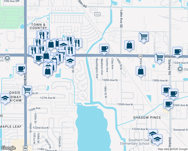 map of restaurants, bars, coffee shops, grocery stores, and more near 394 4 Seasons Estates in Largo