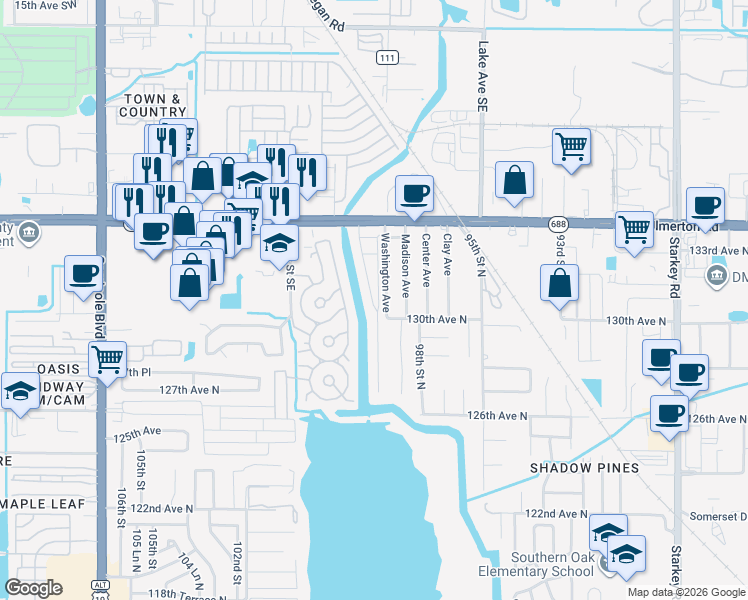 map of restaurants, bars, coffee shops, grocery stores, and more near 394 4 Seasons Estates in Largo