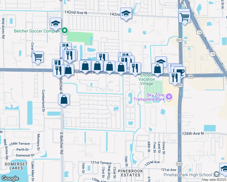 map of restaurants, bars, coffee shops, grocery stores, and more near 113 1st Street in Largo