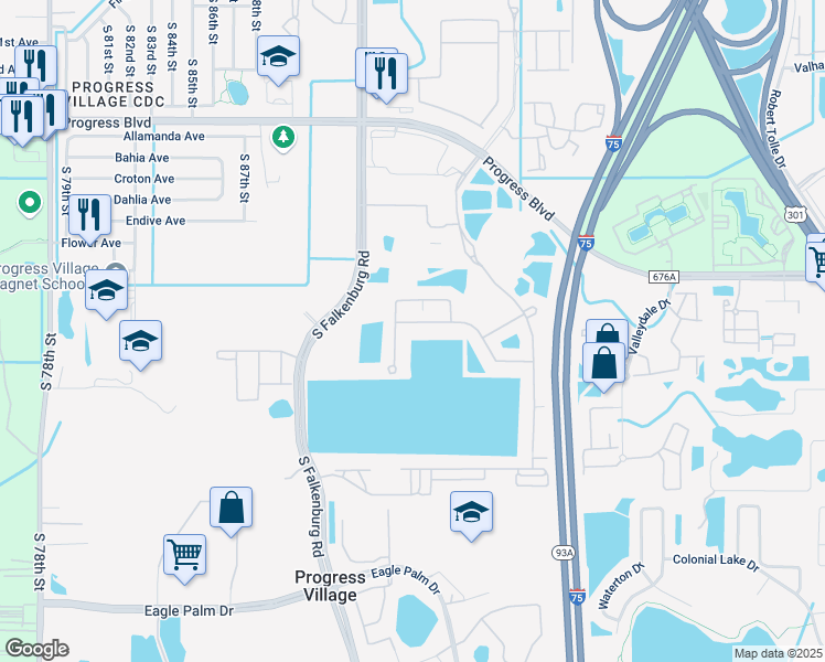 map of restaurants, bars, coffee shops, grocery stores, and more near 9012 Mountain Magnolia Drive in Riverview